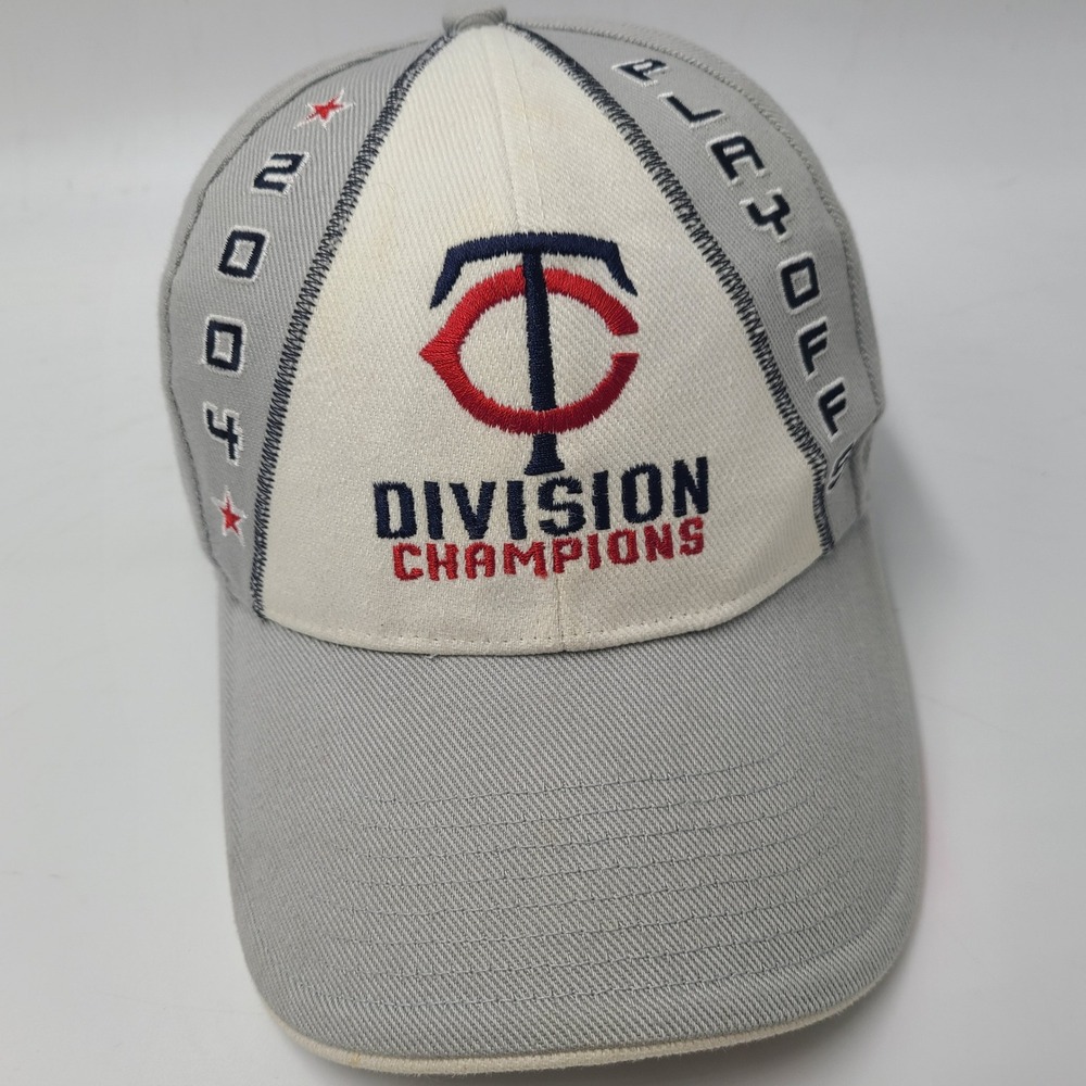Vintage Minnesota Twins Hat Adjustable Grey White MLB 2004 Division Champions
